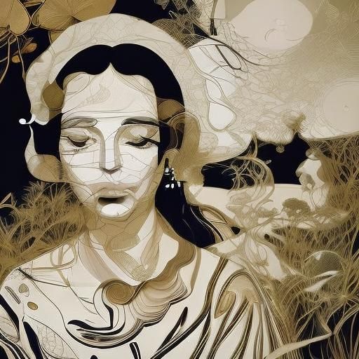 Ethereal Woman in Surreal Garden Portrait