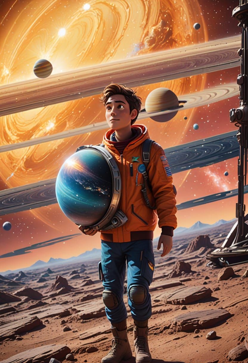 Surreal Portrait of a Face in Cosmic Space