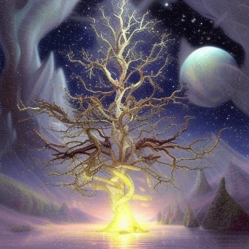 Yggdrasil Radiates Light: A Hyperdetailed Fantasy
