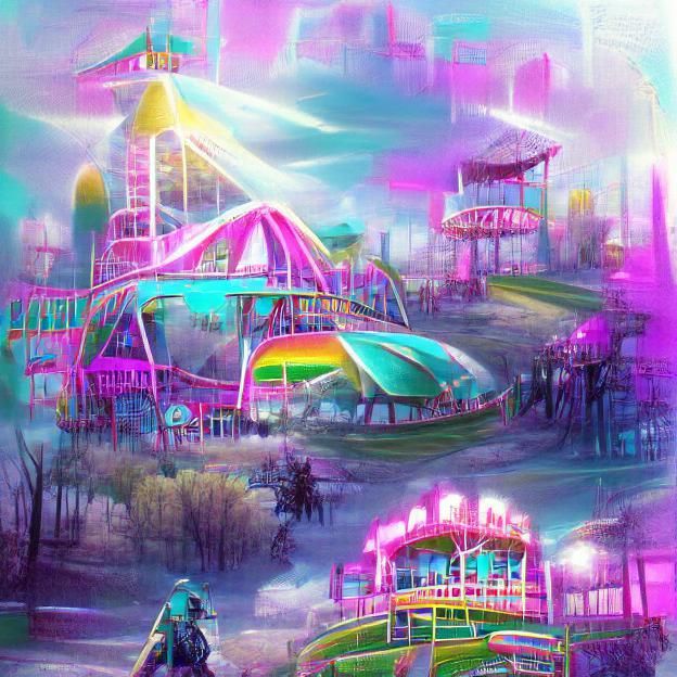 Colorful Amusement Park Concept Art
