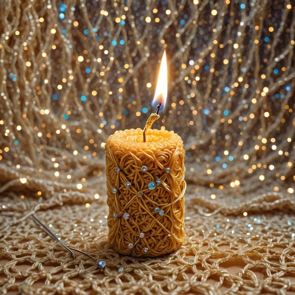 Whimsical Candle and Needle in Magical Realism Style