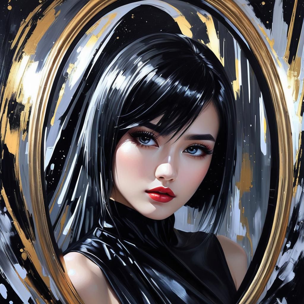 Moonlit Woman Gazing in Mirror Speed Painting