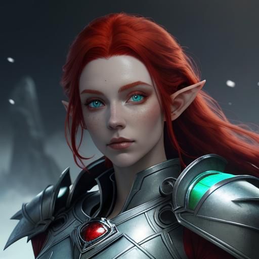 Futuristic Elf Warrior in White Armor