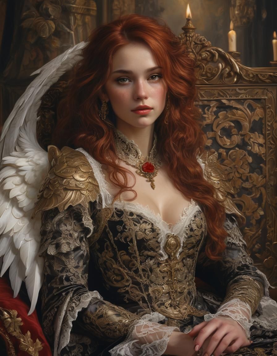 Steampunk Angel in Opulent Castle