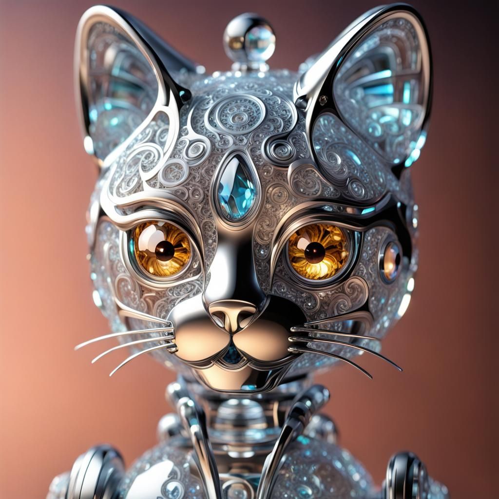 Crystal Fractal Robot Cat