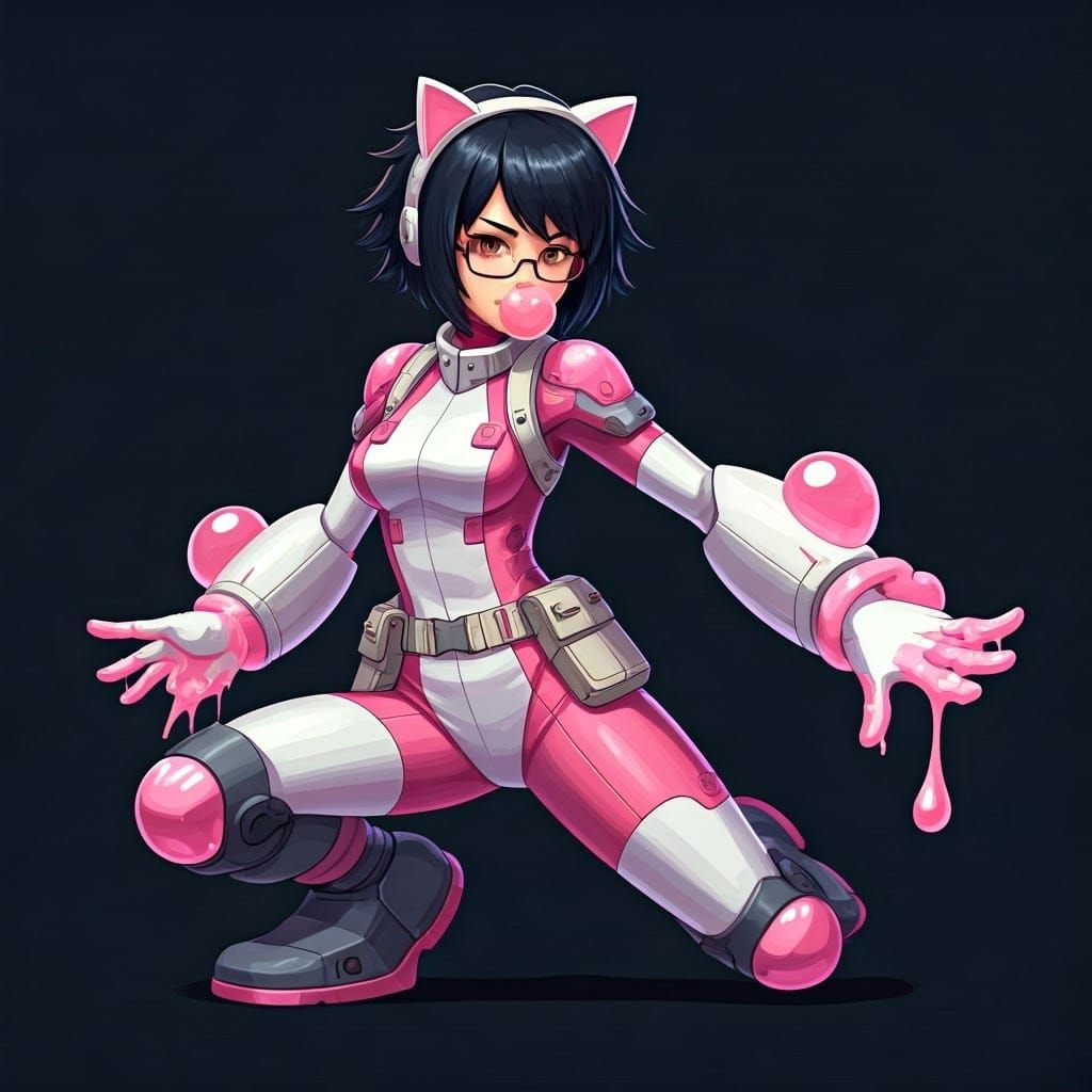 Cyberpunk Heroine Unleashes Bubblegum Quirk