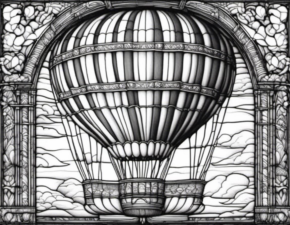Stained Glass Hot Air Balloon Coloring Page