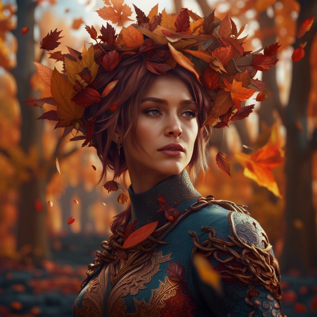 Fantastical Autumn Woman in Deep Color