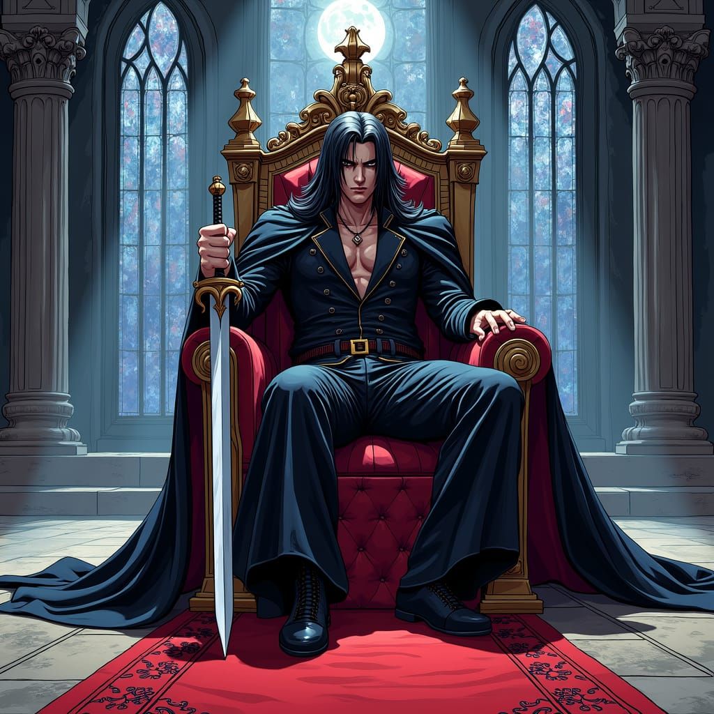 Alucard in Dracula's Castle: Anime Illustration