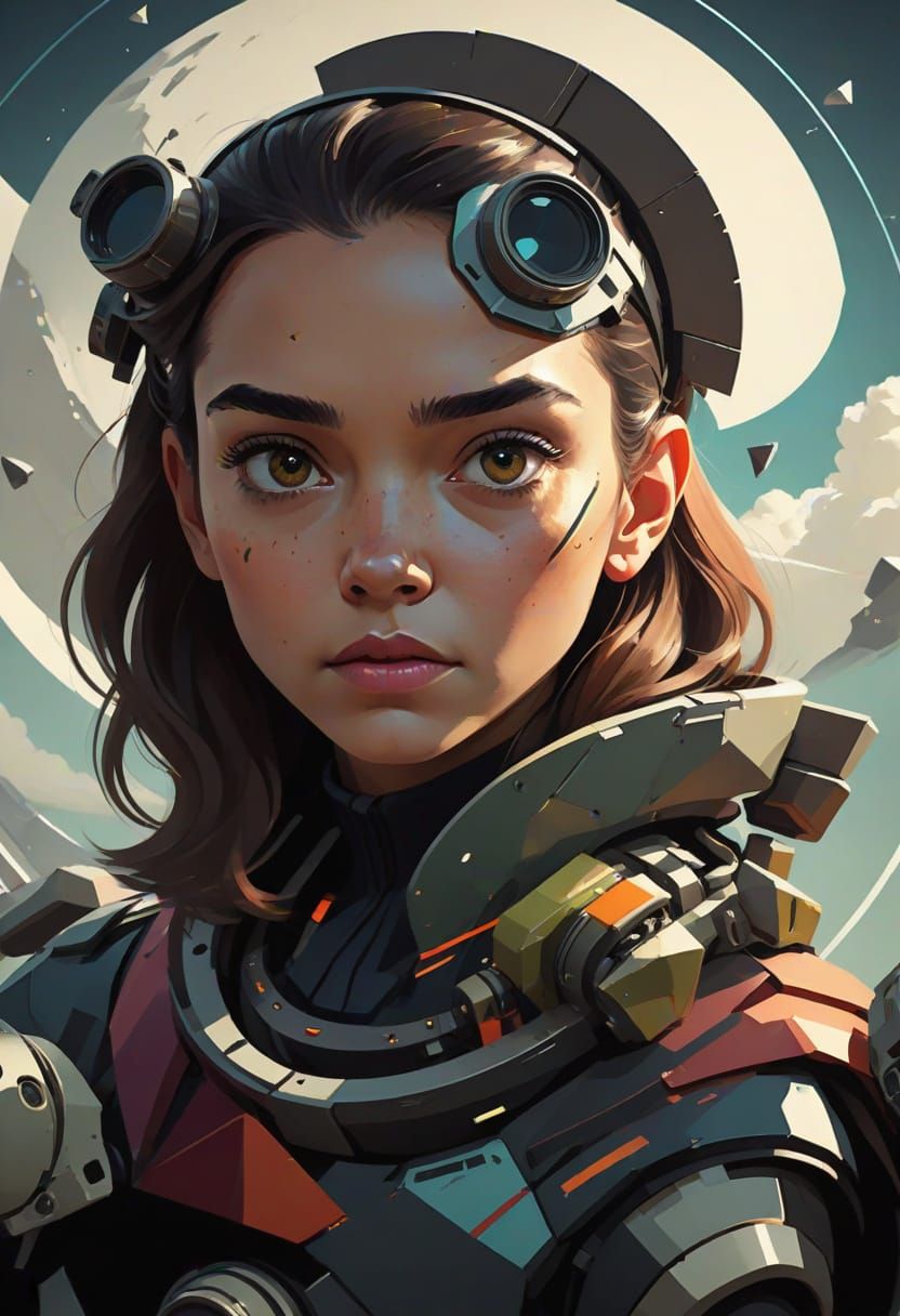 Post-Apocalyptic Writer in Retro-Futuristic Low Poly Art