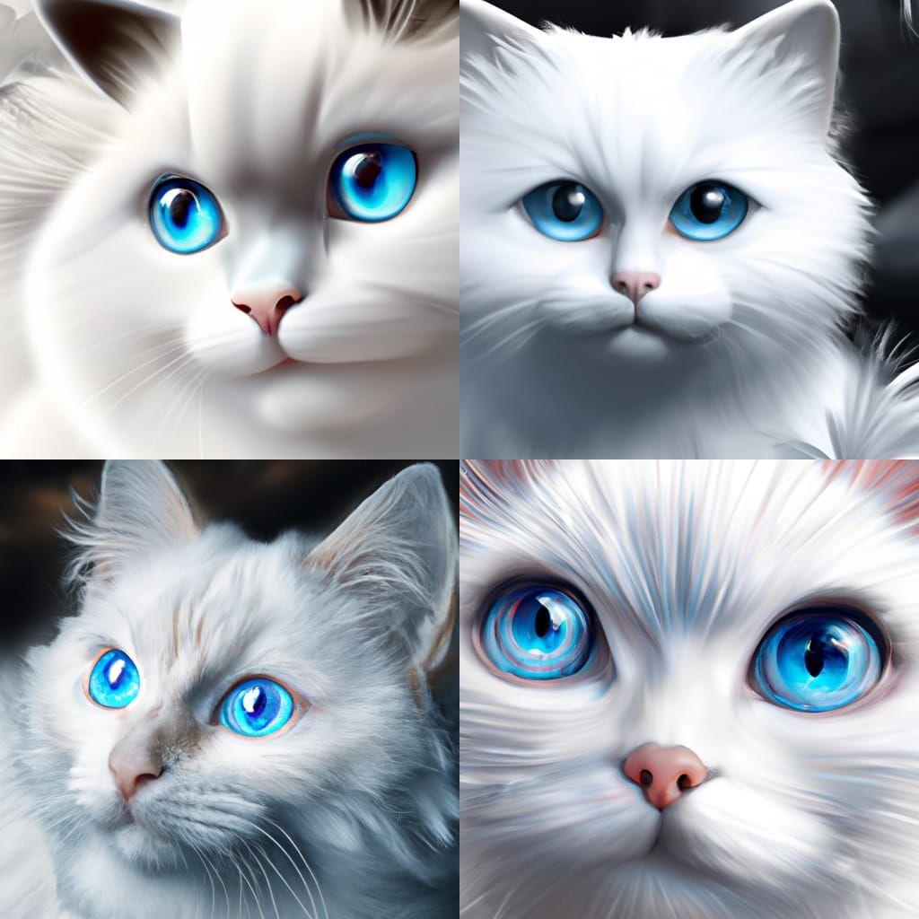 White Cat with Blue Eyes: Photorealistic 8k Rendering