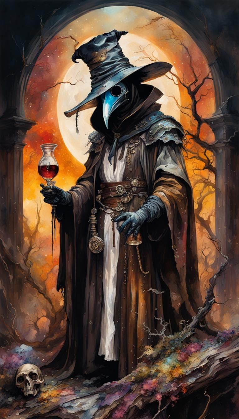 Deciduous Plague Doctor in Galactic Fantasy Style