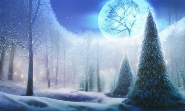 Lush Gothic Christmas Tree in Snowy Forest