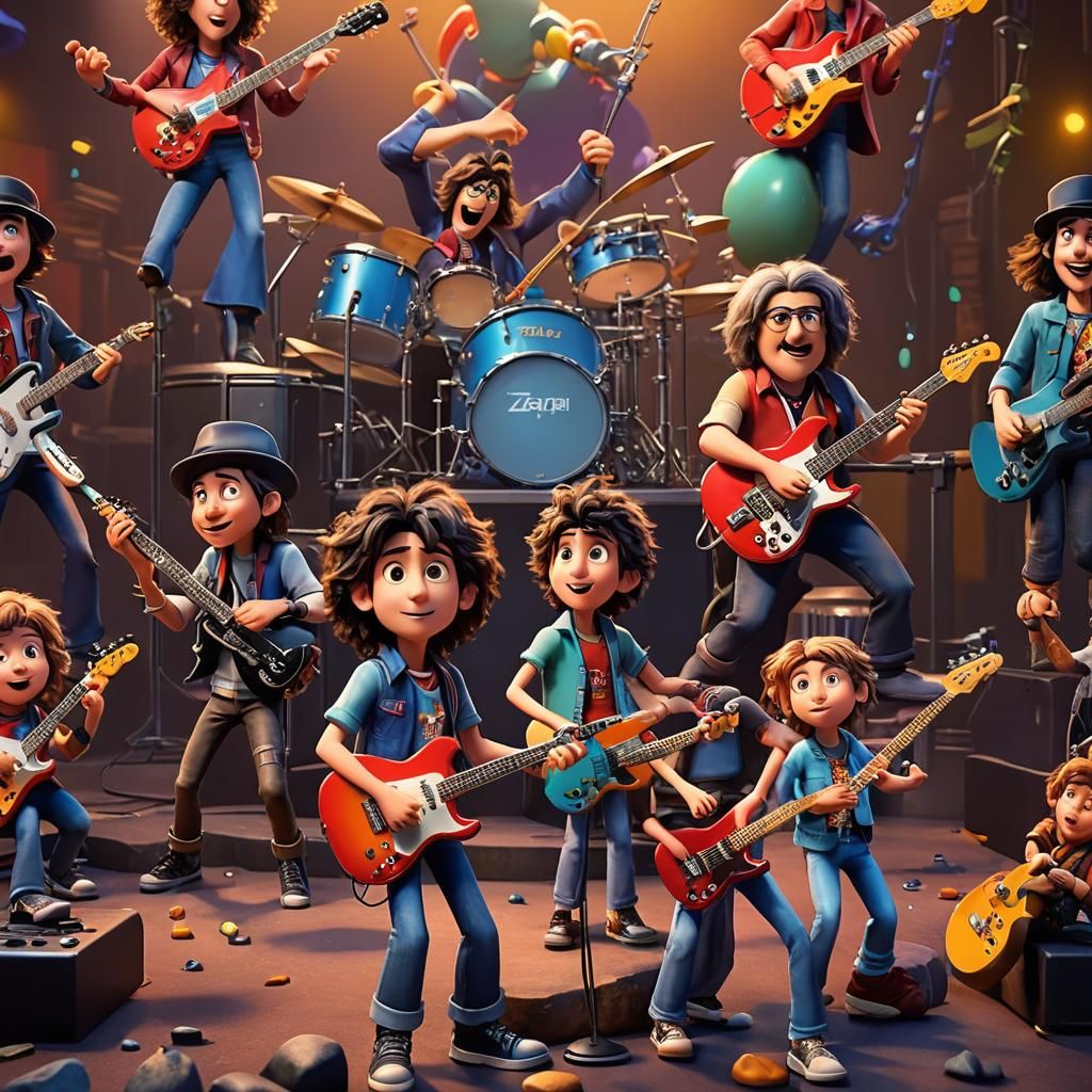 Led Zeppelin Children: Pixar-Style 3D Digital Art