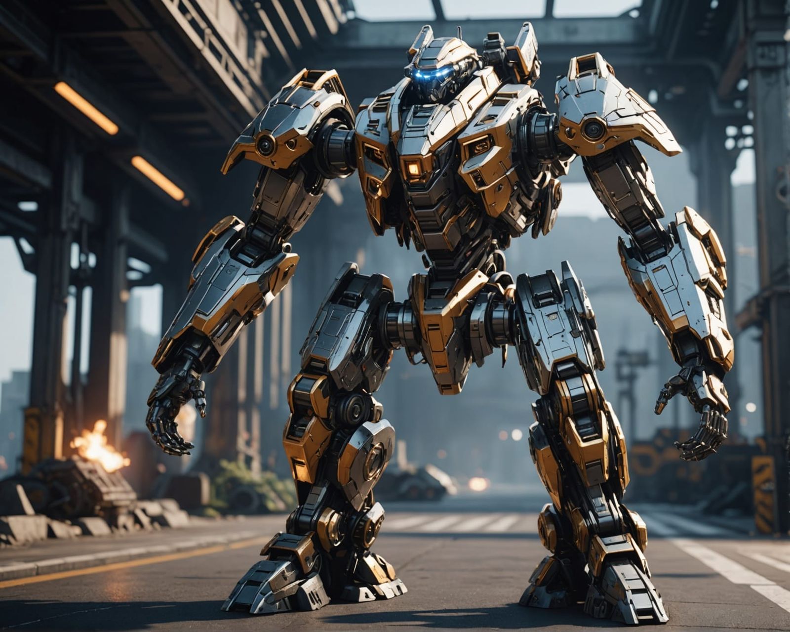 Futuristic Mech with Intricate Details in Sci-Fi Style