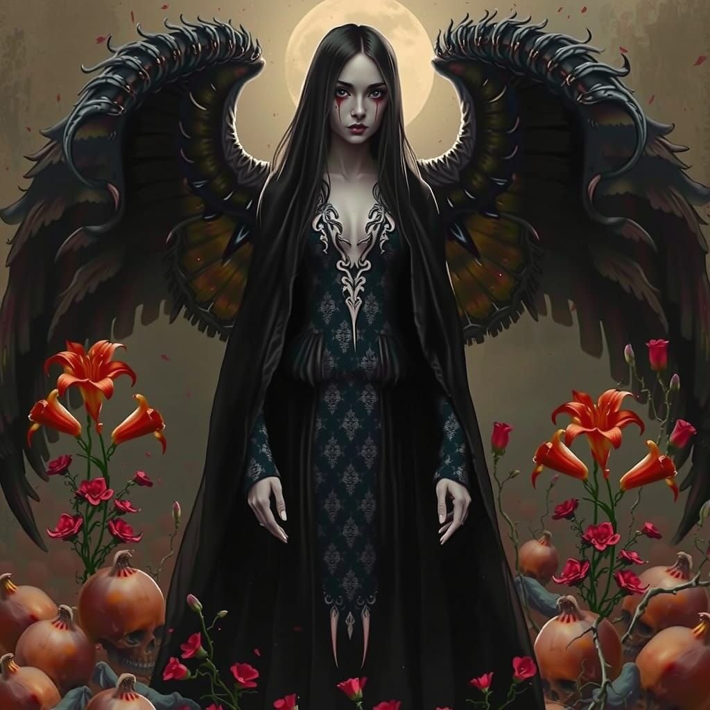 Victorian Angel of Death in a Haunting, Symbolic Scene