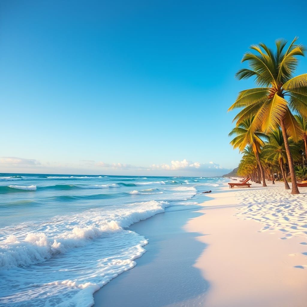 Tropical Beach Scene in Contemporary Art Style