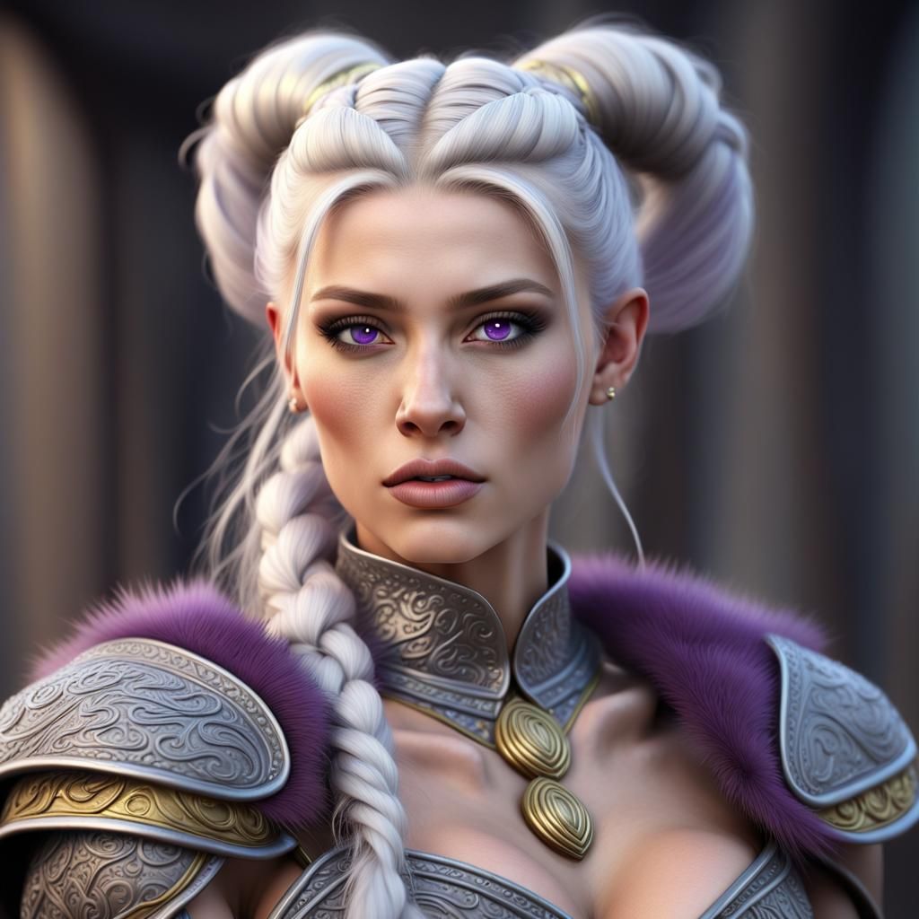 Silver-Gold Viking Woman in Ultra High Detail