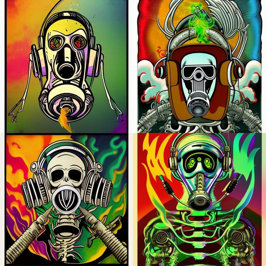 Psychedelic Unicorn Skeleton Album Cover Design