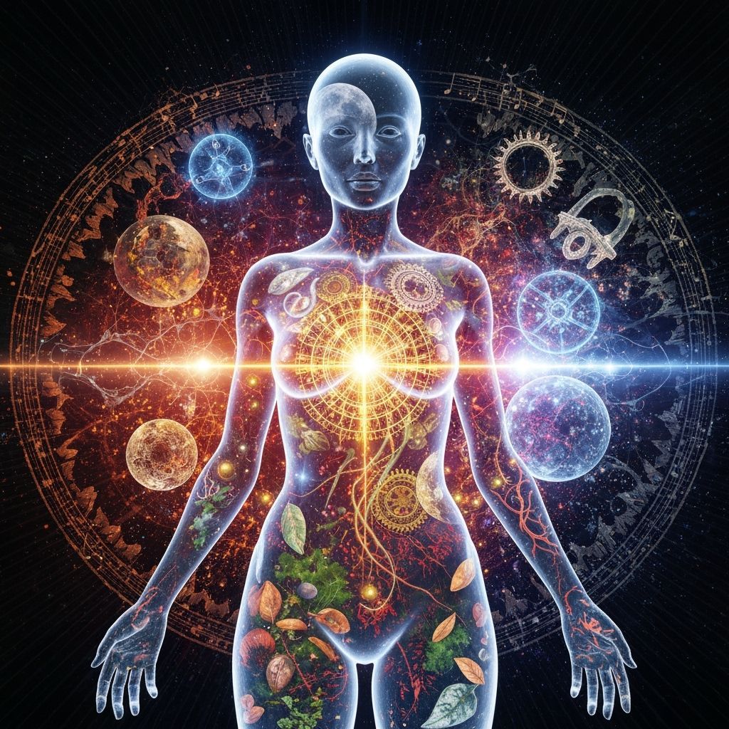 Ethereal Mindscape with Intertwined Earth and Moon