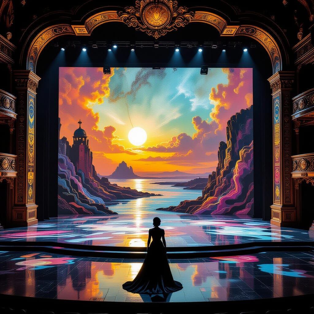 Africanfuturist Wagner Opera Scene in Surreal Dali Style