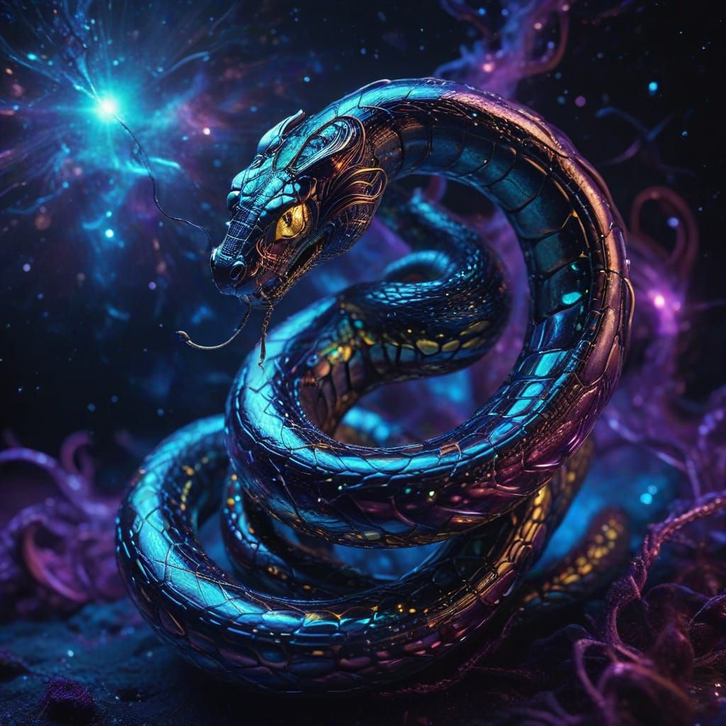Cosmic Serpent in Dreamlike Hues