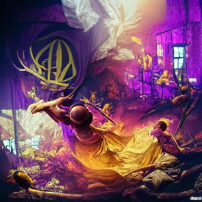 Dark Fantasy Concept Art in Purple and Yellow