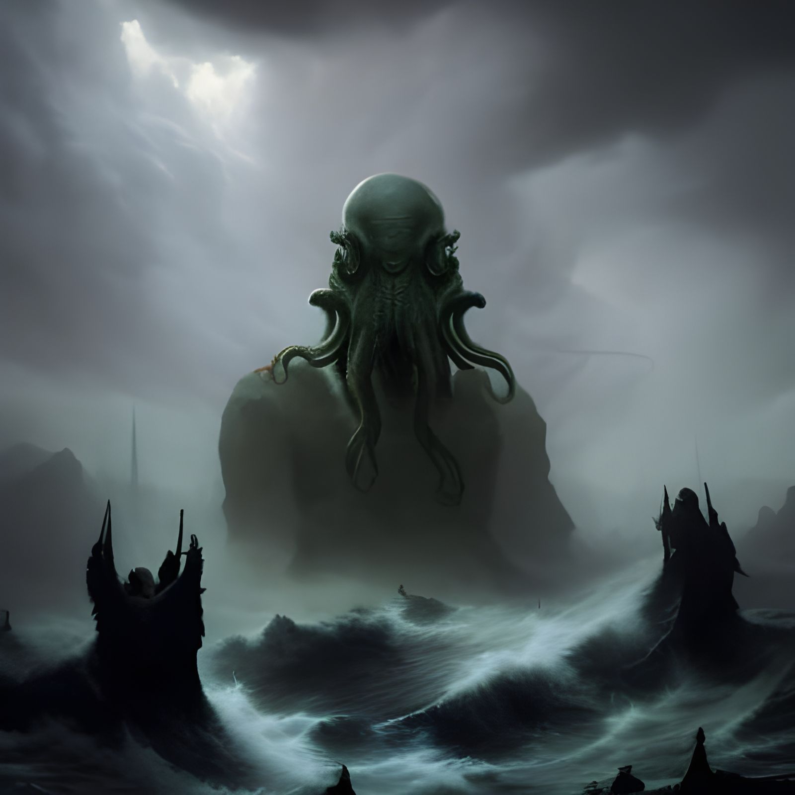 Epic Cthulhu in Horror Digital Matte Painting