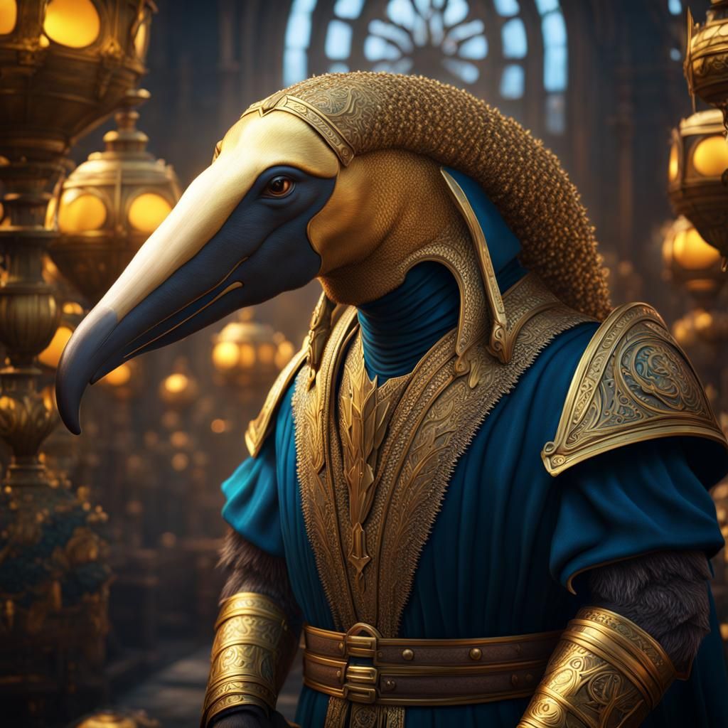 Golden Armored Anteater Fantasy Concept Art
