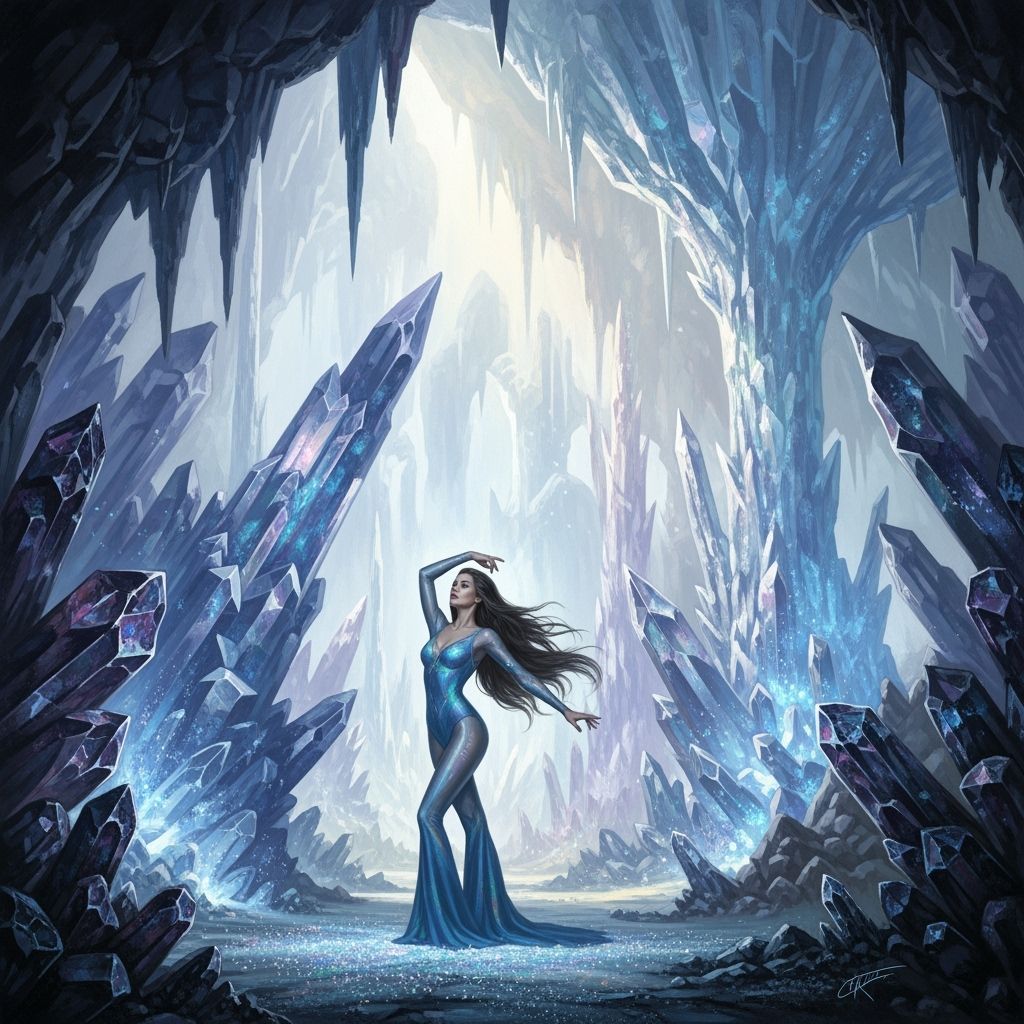 Supermodel in Crystal Cavern: Digital Art