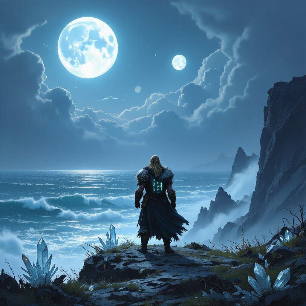 Viking Warrior on Alien Shore: Epic Fantasy Art