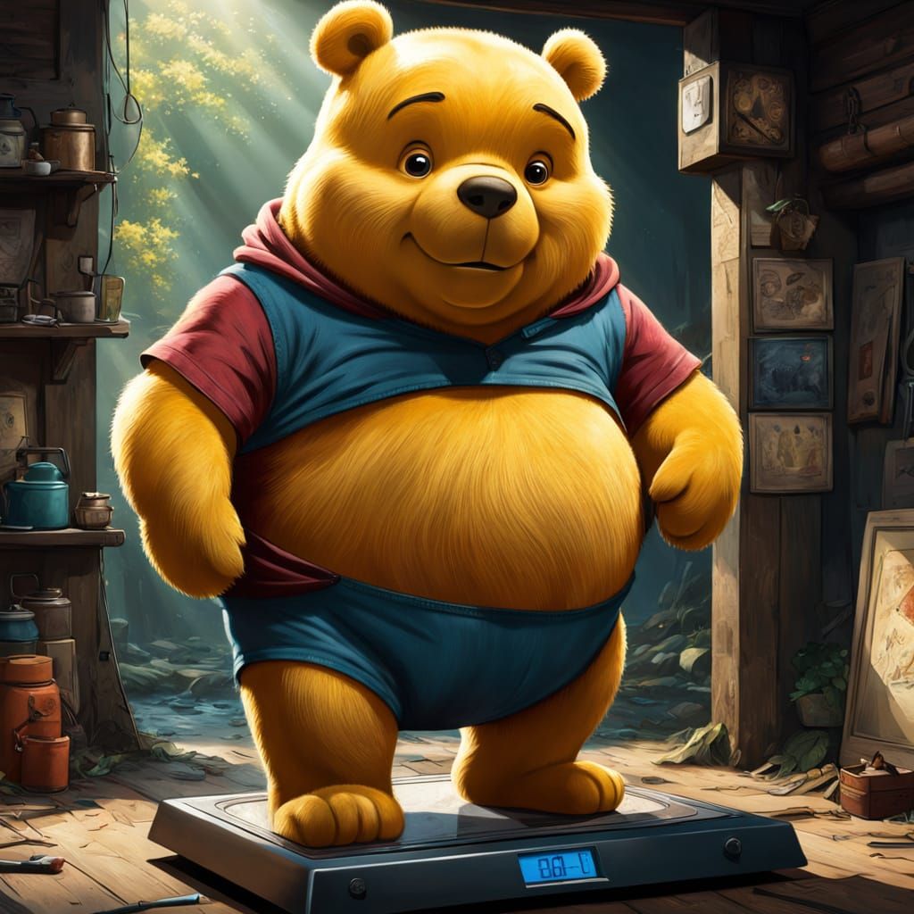Vibrant Winnie the Pooh in Hyperrealistic Style