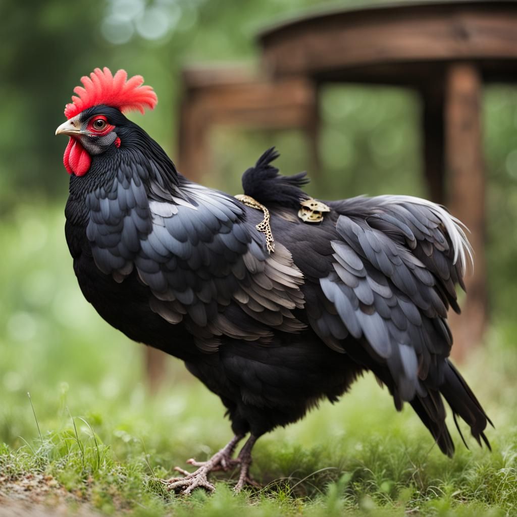 Steampunk Black Australorp Hen in Costume
