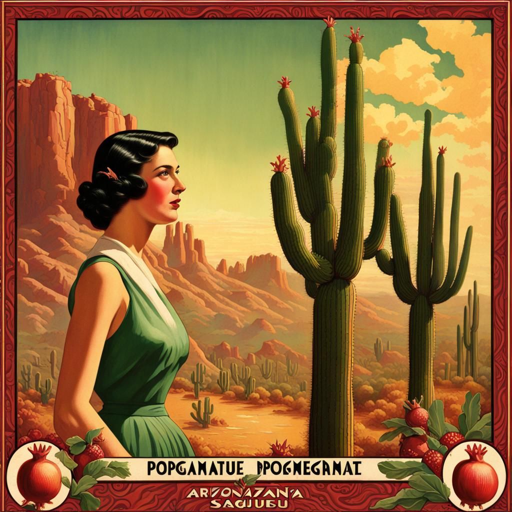 Art Deco Saguaro Cactus Fruit Crate Label