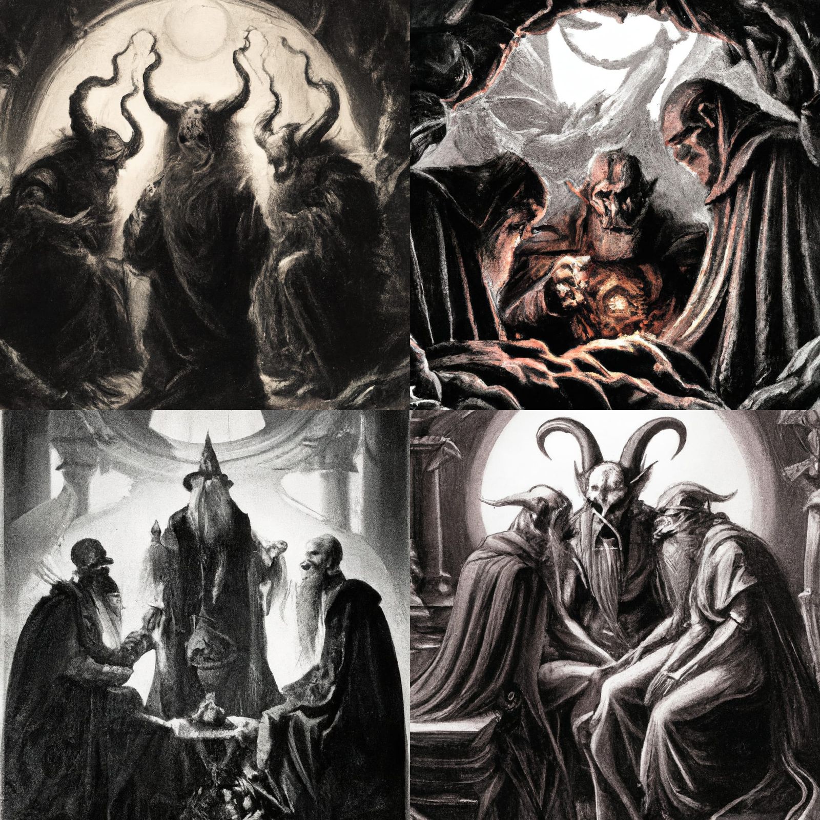 Demonic Council in Dark Fantasy Style