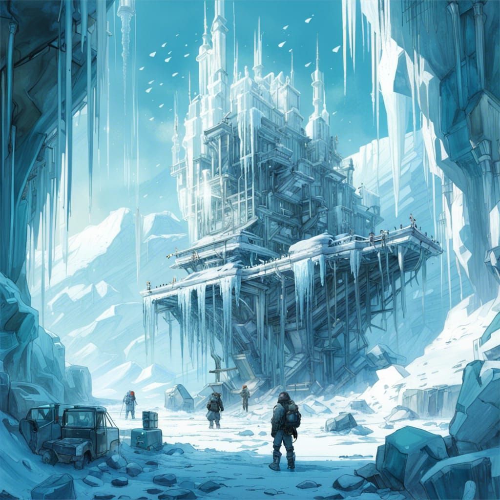 Icy Arctic Research Station in Maximalist Style