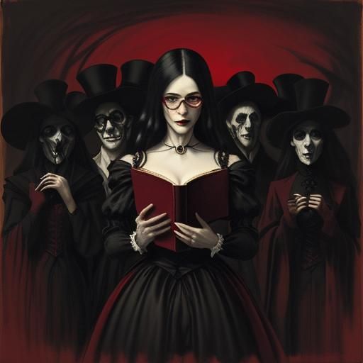 Surreal Vampire Scene in Dark Expressionism Style