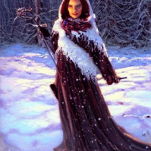 Snow Witch in Oil Painting Style