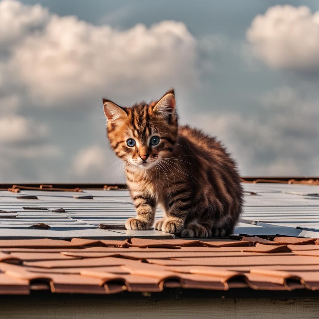 Brown Kitty on a Rooftop