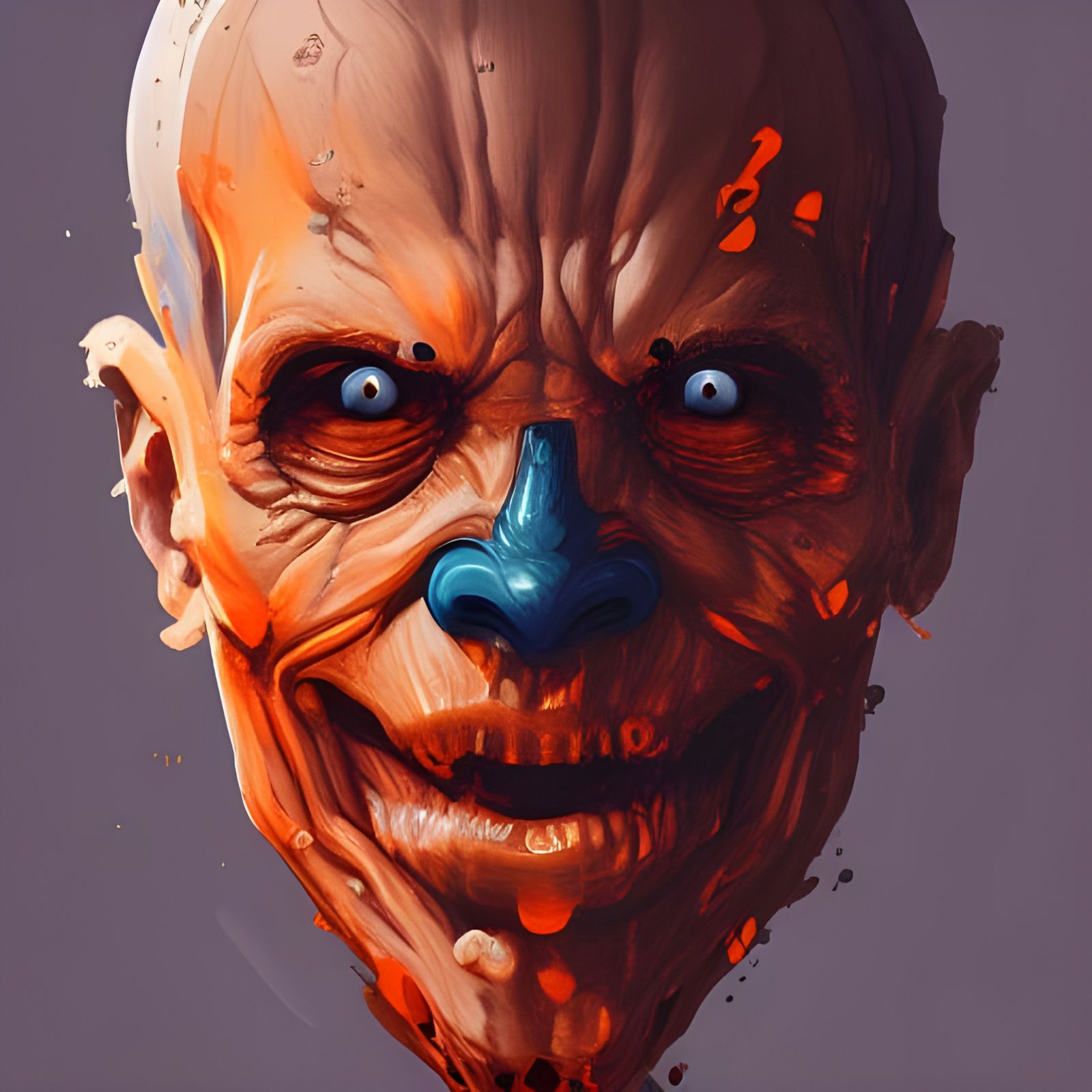 Halloween Joe Pumpkin Head Portrait in Hyperdetailed Style