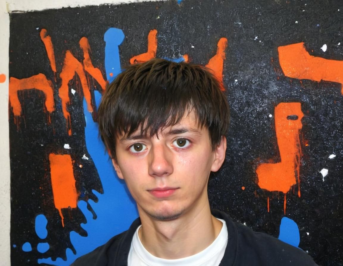 Crying Man in Rain: Expressive Urban Street Art