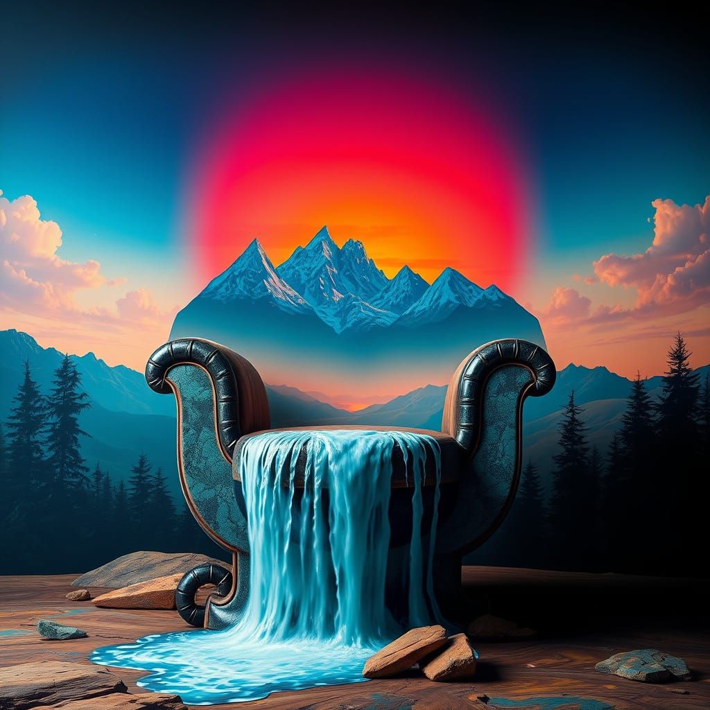 Surreal Armchair: Waterfall Seat, Sunset Vista Backrest