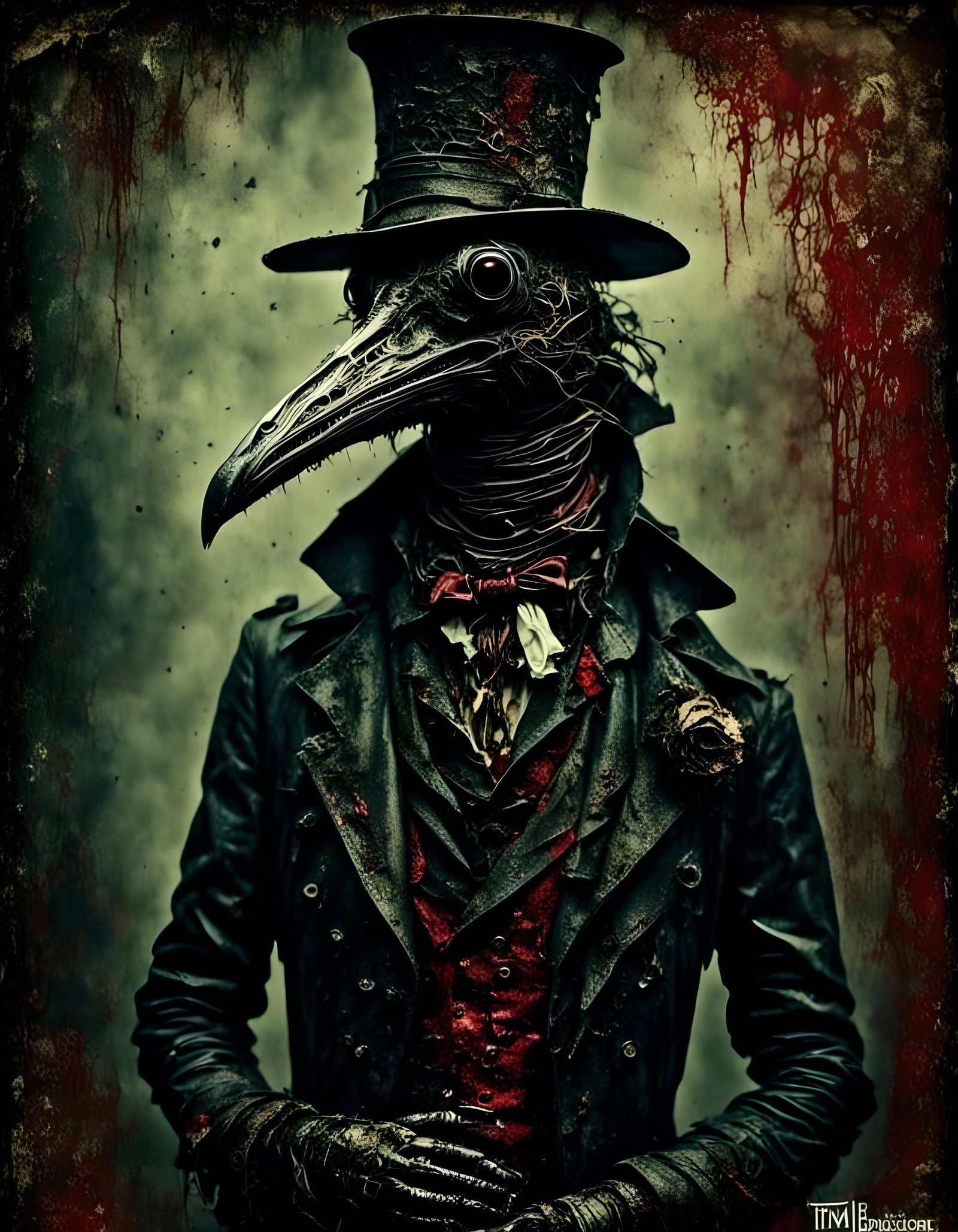 Rotting Plague Doctor Portrait in Gothic Horror Style