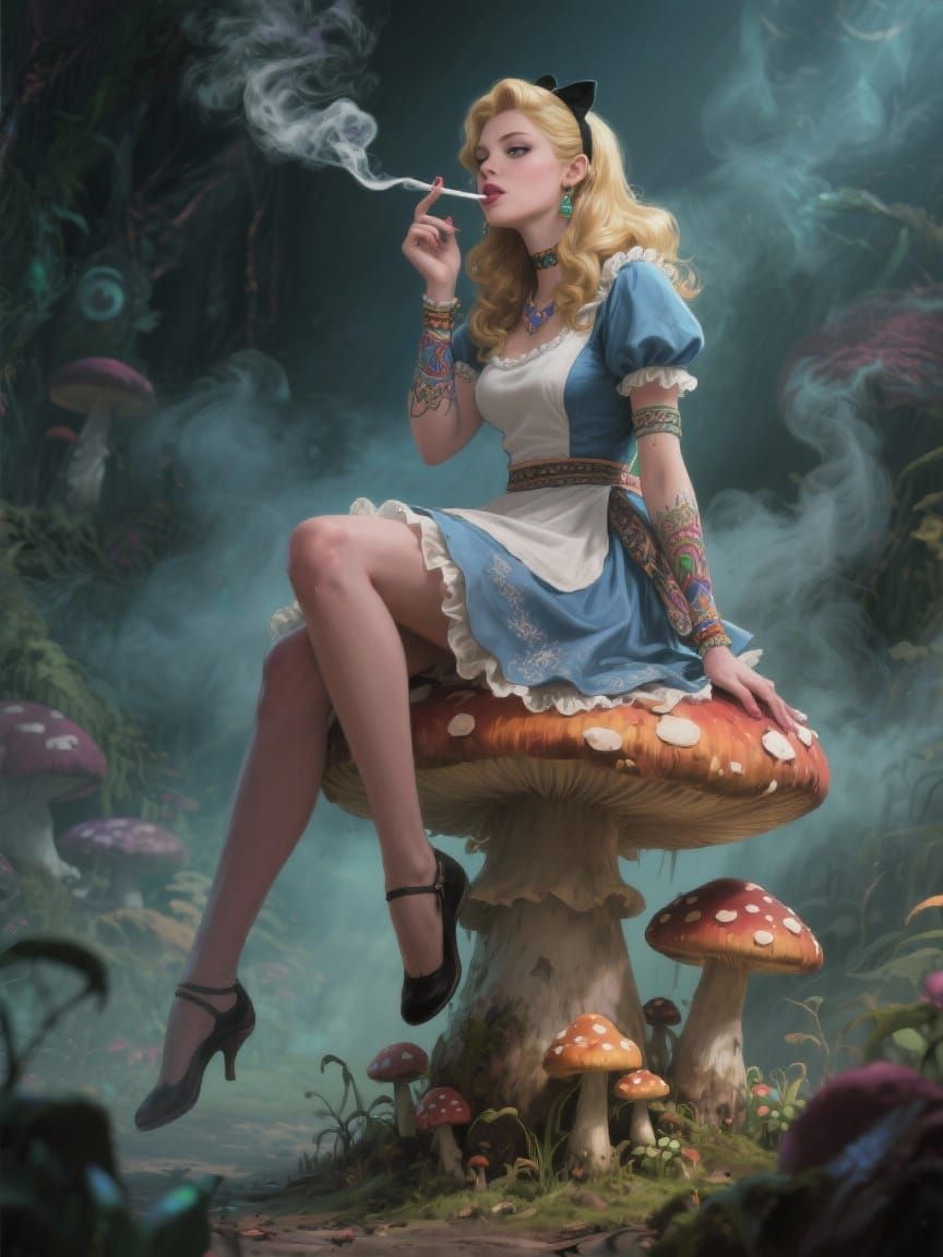 Bohemian Alice in Wonderland Pin-Up Art