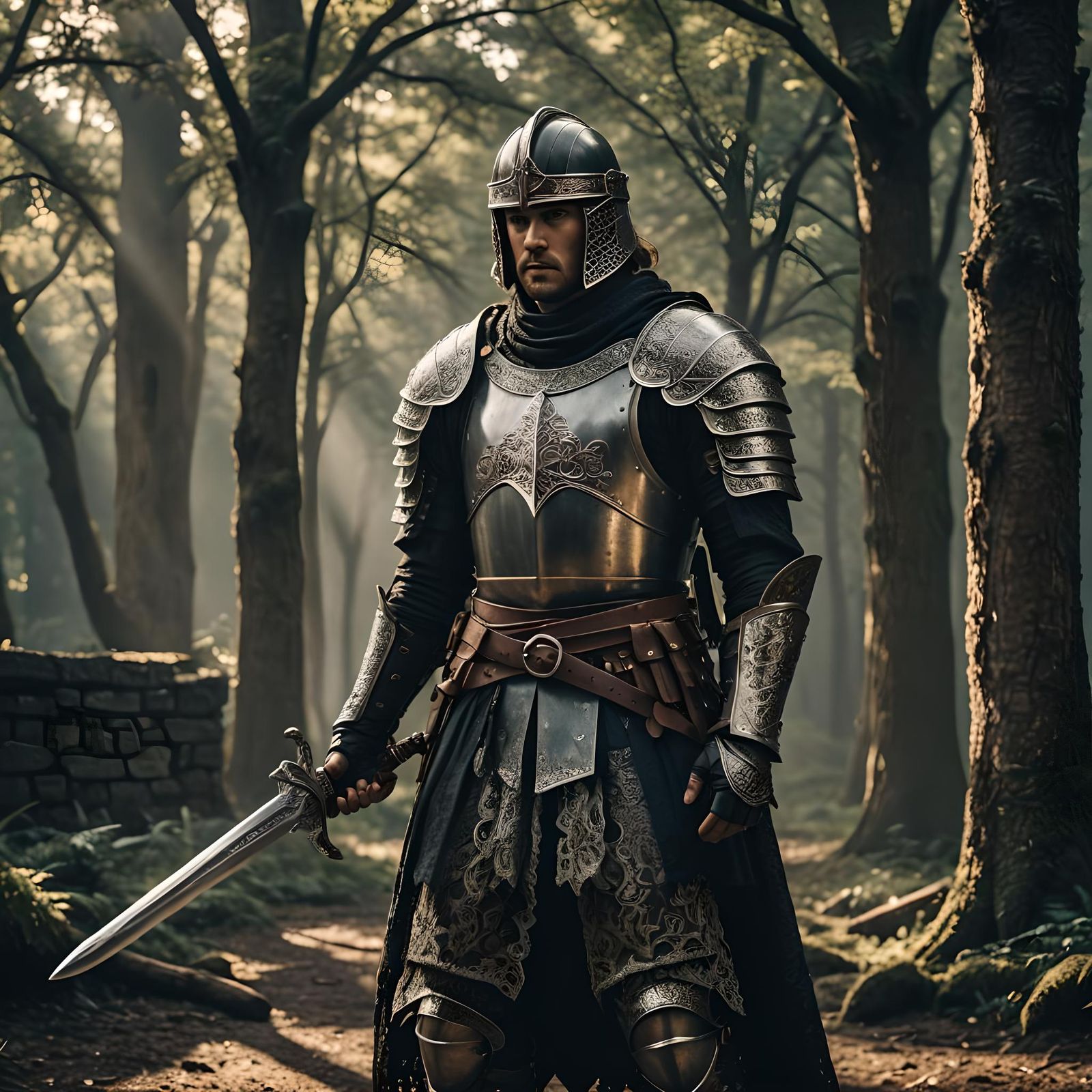 Lace Armored Warrior Holding Greatsword