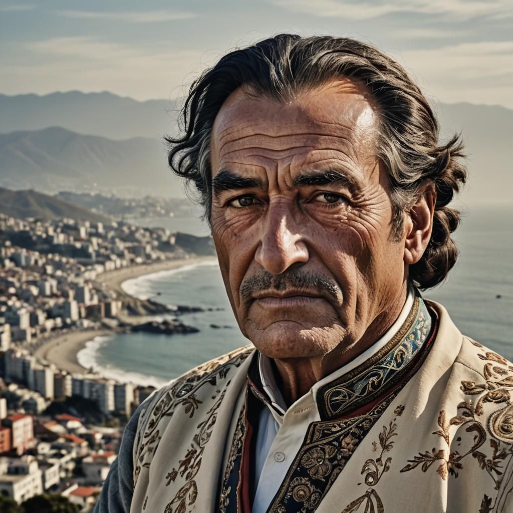 Chilean Man Portrait in Traditional Clothing, 1950s