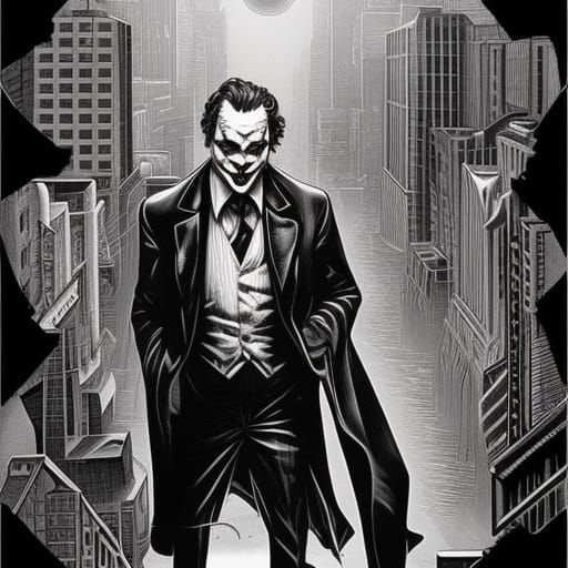 The Joker in noir cityscapes