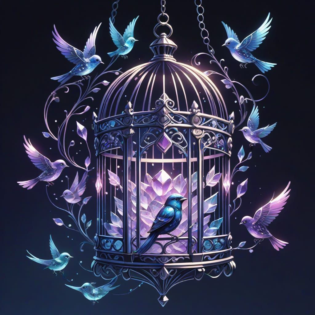 Crystal Birdcage Concept Art in Anime Style