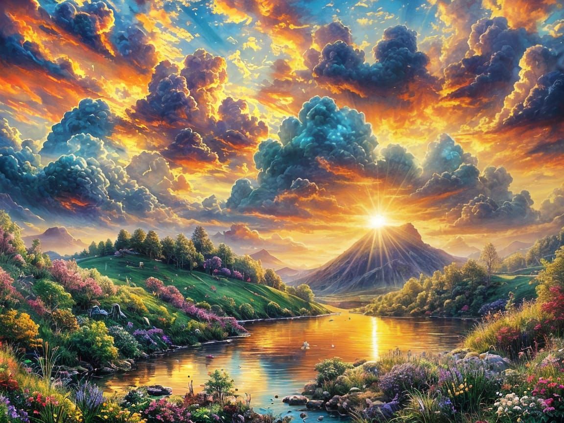 Sapphire Waters Under a Vibrant Sunlit Sky