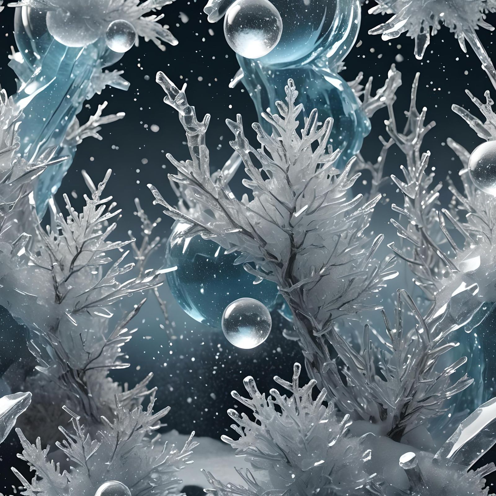 Hyperrealistic Ice Storm in Snow Globe